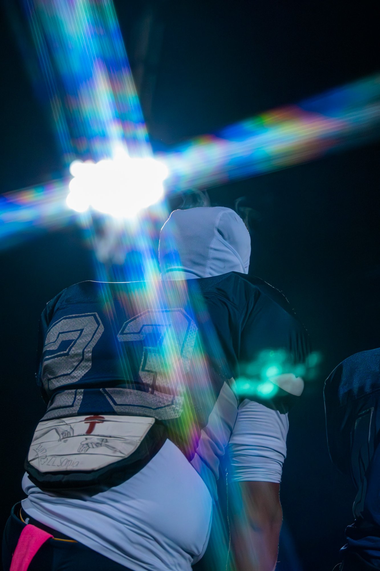 Football player prism flare