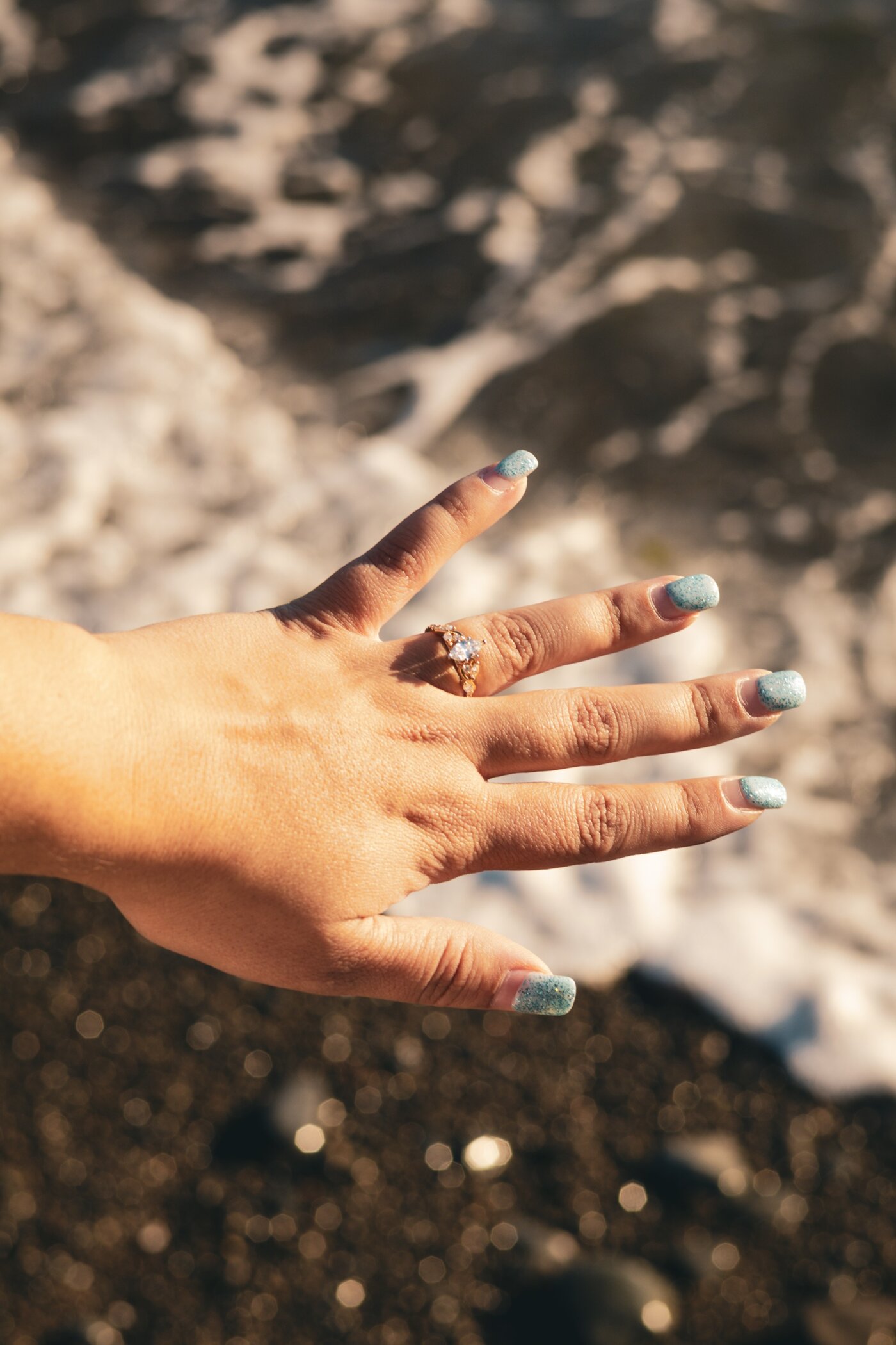 Close up of engagement ring